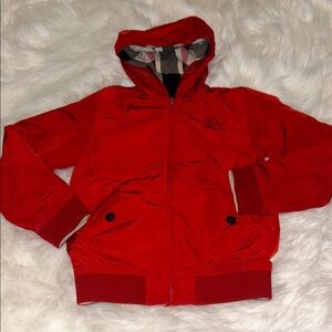 Burberry Reversible Kids Red Hooded/ Burberry Class Check Pattern Jacket Sz 8Y
